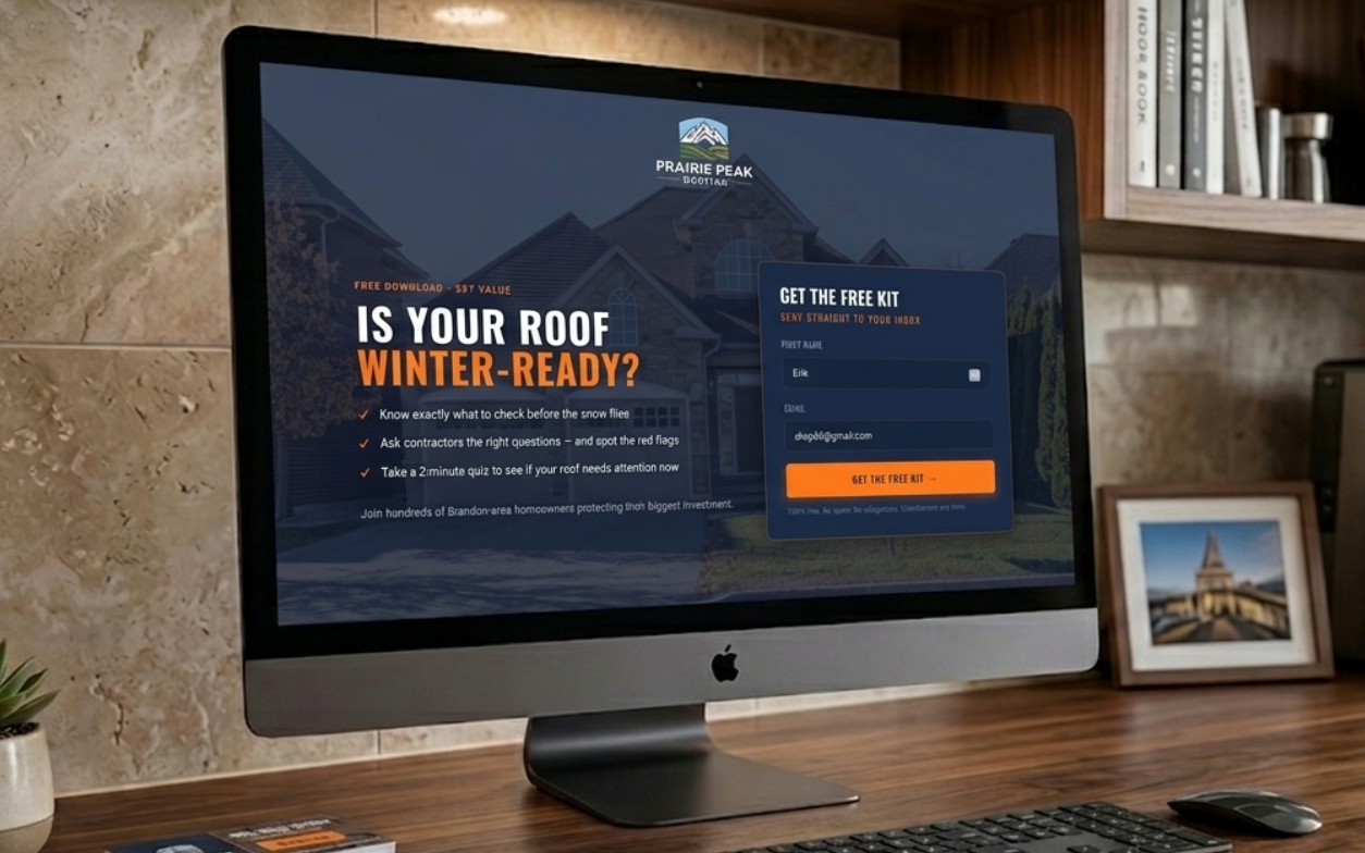 Roofer lead magnet funnel opt-in page